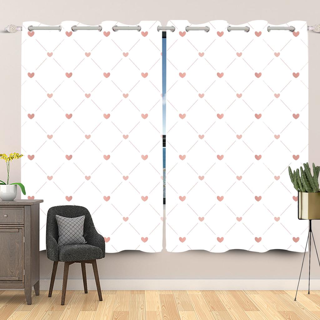 Valentijnsdag Hartjespatroon Gordijnen Romantische Liefde Print Gordijn Slaapkamer Woonkamer Huisraam Gordijnen Met Verduistering Polyester Perfect Voor