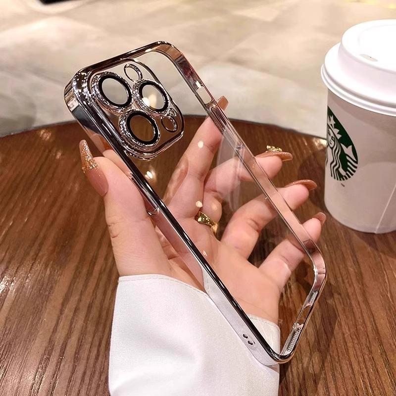 Applicable To Apple 17promax Mobile Phone Case New Electroplated IPhone 16 High End Sense with Lens Film Full Cover Soft Case