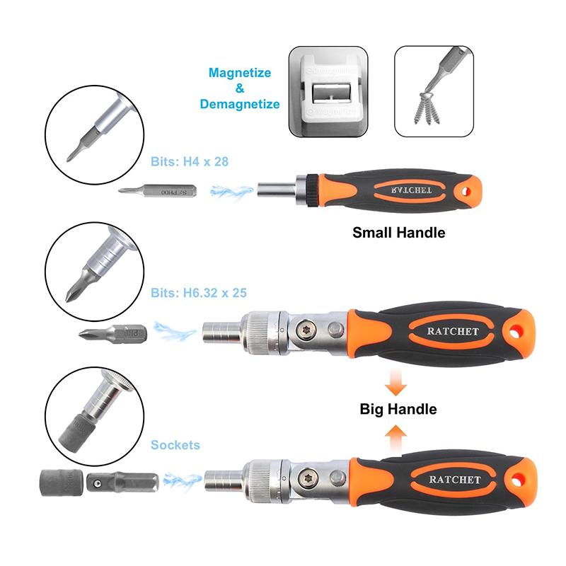 Ratchet screwdriver set 68 in 1 hexagonal cross torx magnetic screwdriver head tough ratchet handle extension rod storage box