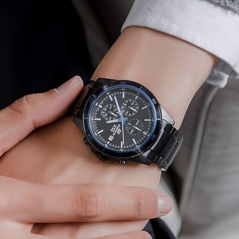 Casio EDIFICE Series, Fashion, Business, Versatile and Casual, Quartz Movement, Stainless Steel Ion-plated Strap, Japanese and Korean EFR-526BK-1A2