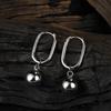 PONYKISS  Sterling Silver Needle Round Bead Hoop Earring for Women Minimalist Trendy Fashion  Geometric Accessories