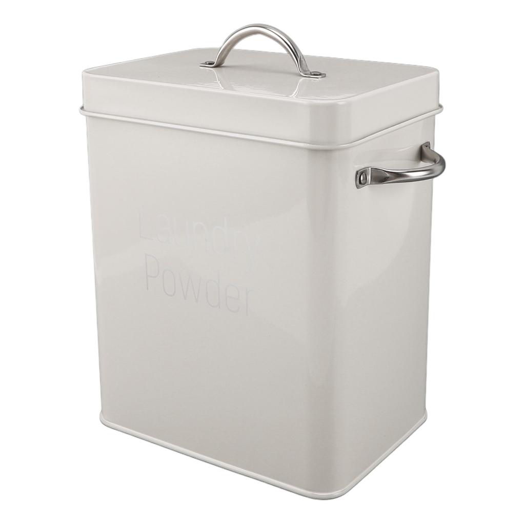 Metal Laundry Room Container with Dual Side Handles with Spoon Lid Farmhouse Laundry Powder Container for Washing Powder Rice Dog Food
