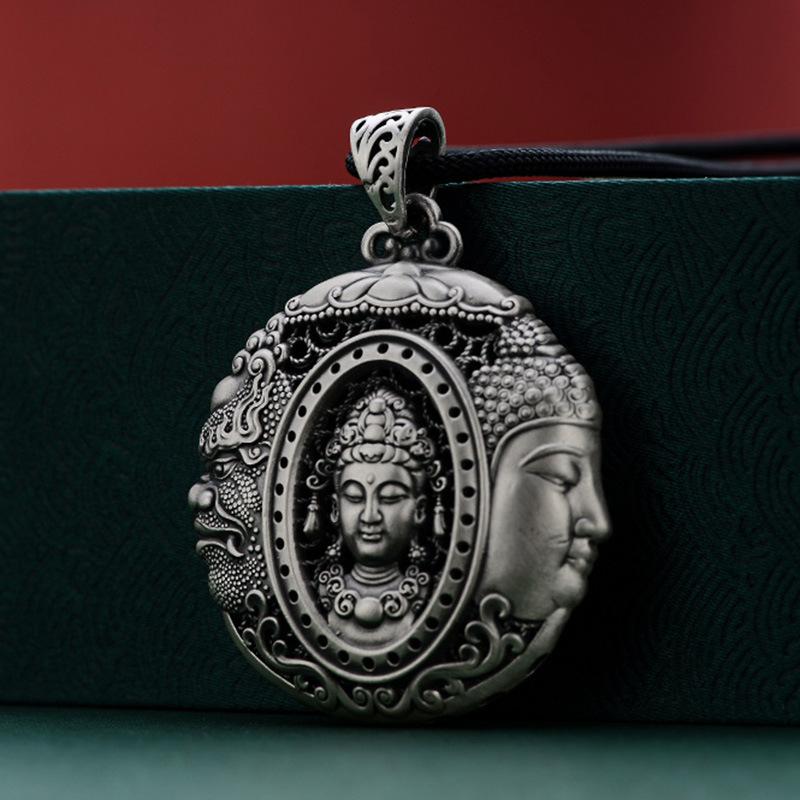 Necklace: One Thought To Become Buddha and Demon Long Retro Large Pendant