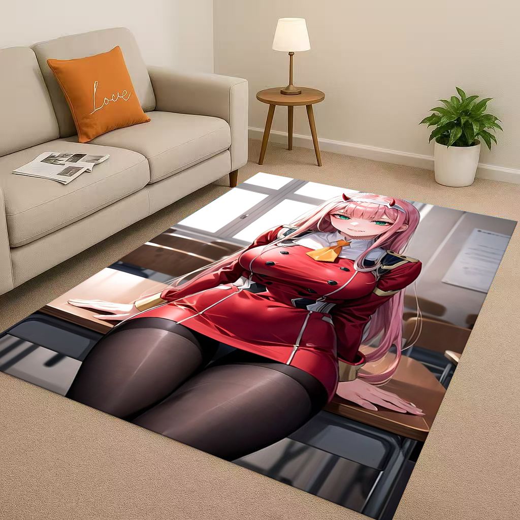 Sexy Girl Zero Two DARLING In The FRANXX Cartoon Living Room Non Slip Area Rug Carpet for Bedroom Sofa,Easy Clean Home Doormat