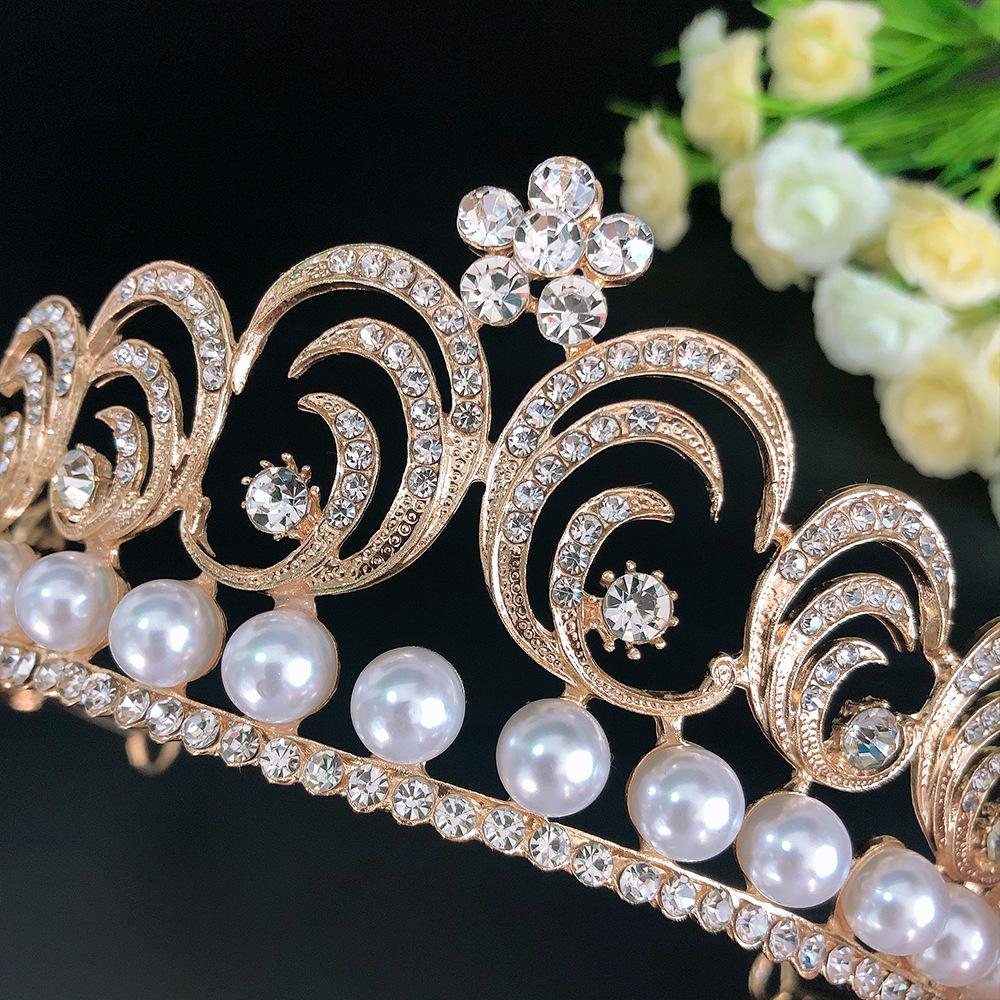 Korona Ślubna Perła Cyrkonia Barokowa Biżuteria Ślubna Opaska do Włosów Korona Tiara