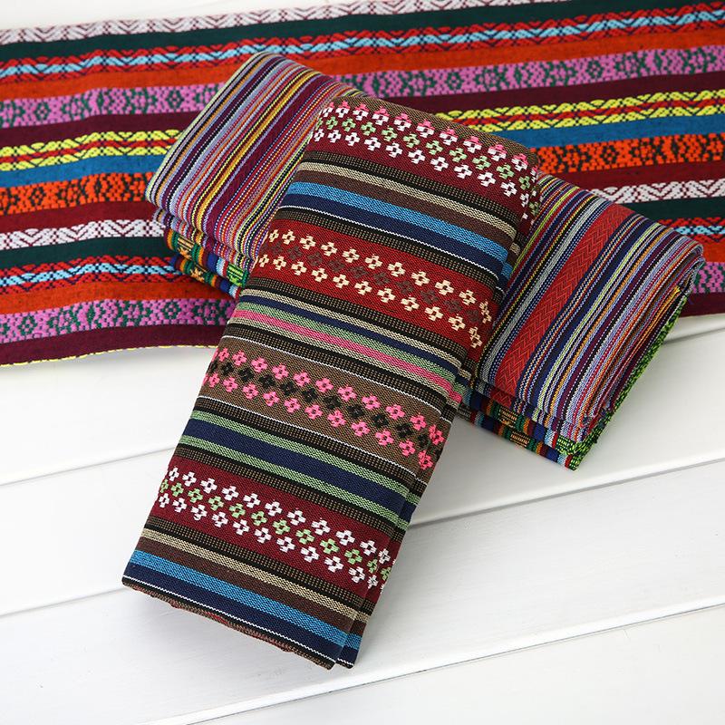 100x150cm Ethnic Style Cotton Linen Fabric Textile Patchwork Sofa Cover Pillow Hotel Bar Tablecloth Curtain Decor Craft