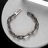 Metal Shiny Bracelet Chunky Chain Stainless Steel Bracelets for Men Lock Charm Thick Rectangular Link Bracelet Hand Jewelry