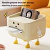 Cute Tissue Box Cover Tissue Box Holder with Legs And Phone Holder Multifunctional Tissue Dispenser with Compartments for Home Desktop Organization