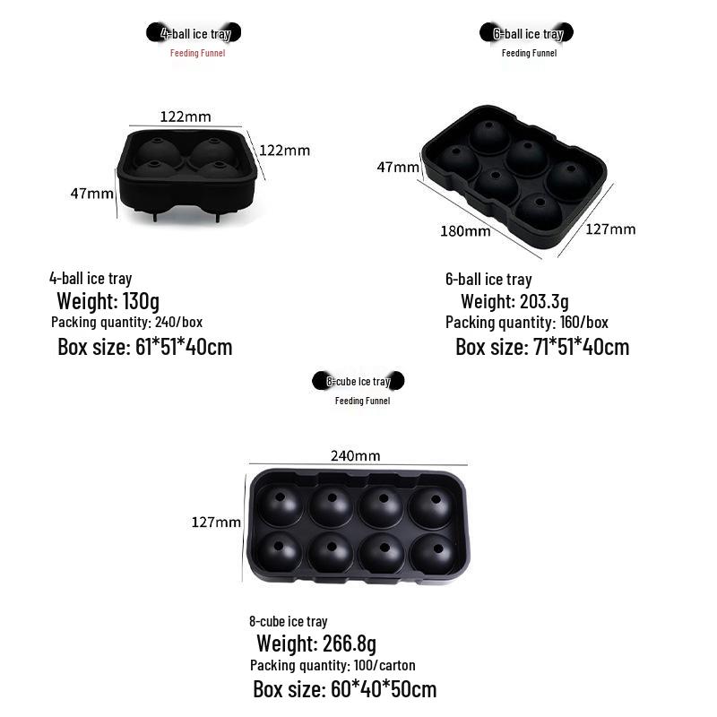Food Grade Silicone Ice Cube and Ball Mold Tray for Easy Release - Perfect for Whiskey Bars and Ice Making