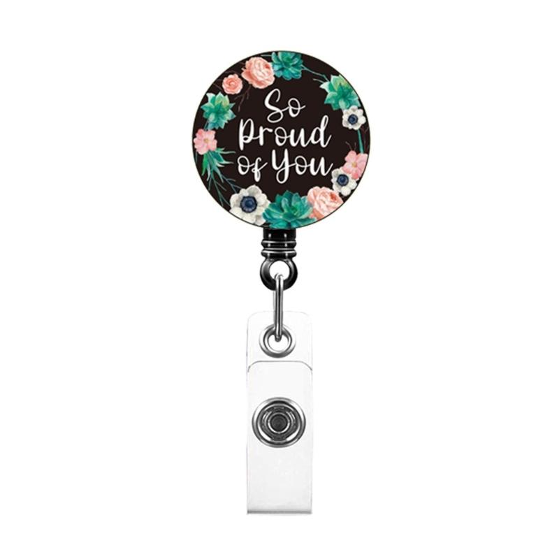 Retractable Badge Holder with Metal Clip Rotating ABS Badge Holder for Student Teacher Doctor Nurse Badge Holder