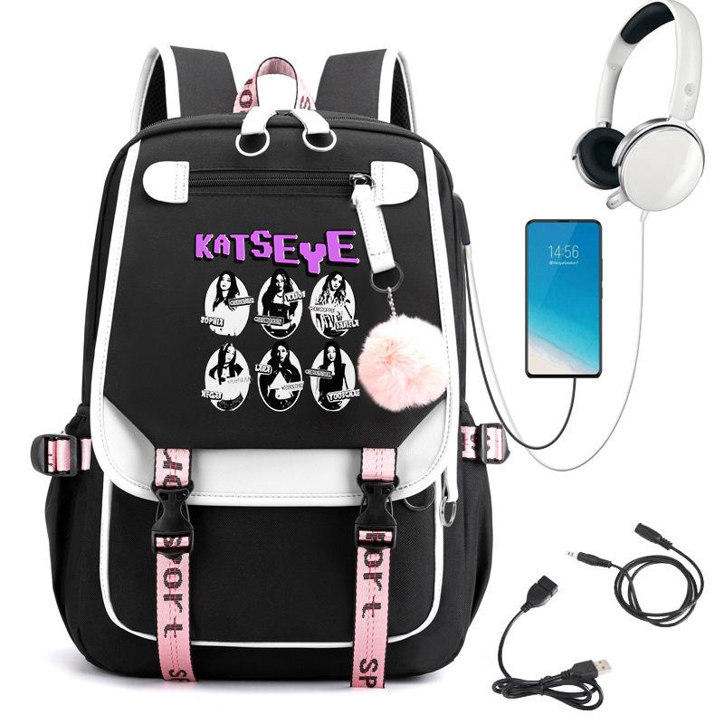 KATSEYE Fashion Girl Group Print Backpack, Large Capacity Teen Student Laptop Bookbag, Water-Resistant Daypack 60123-11