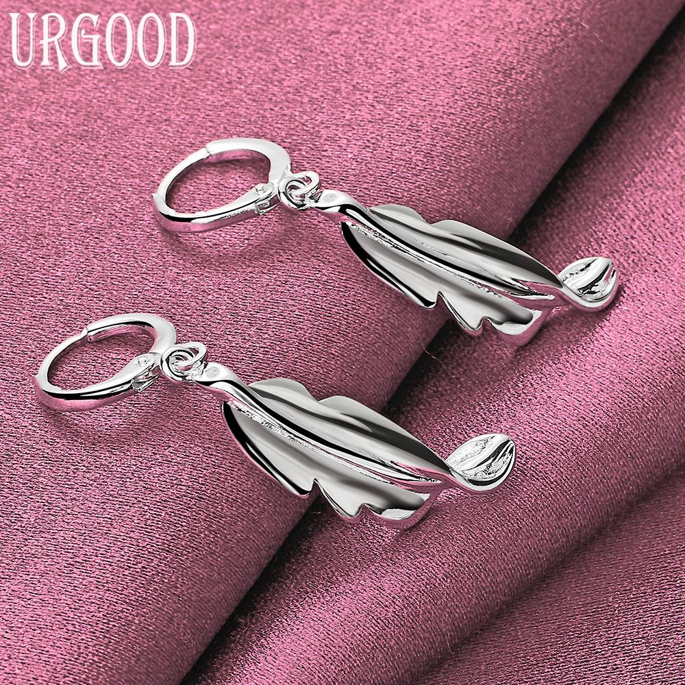925 Sterling Silver Wedding Jewelry Fashion Leaf Earrings