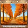 2D flat surface 1 piece of landscape autumn trees path background banner suitable for home garden studio