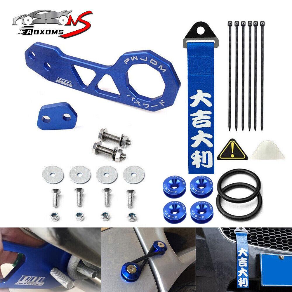 Blue Universal JDM Aluminum Racing Rear Tow Hook Trailer Ring for Honda Civic