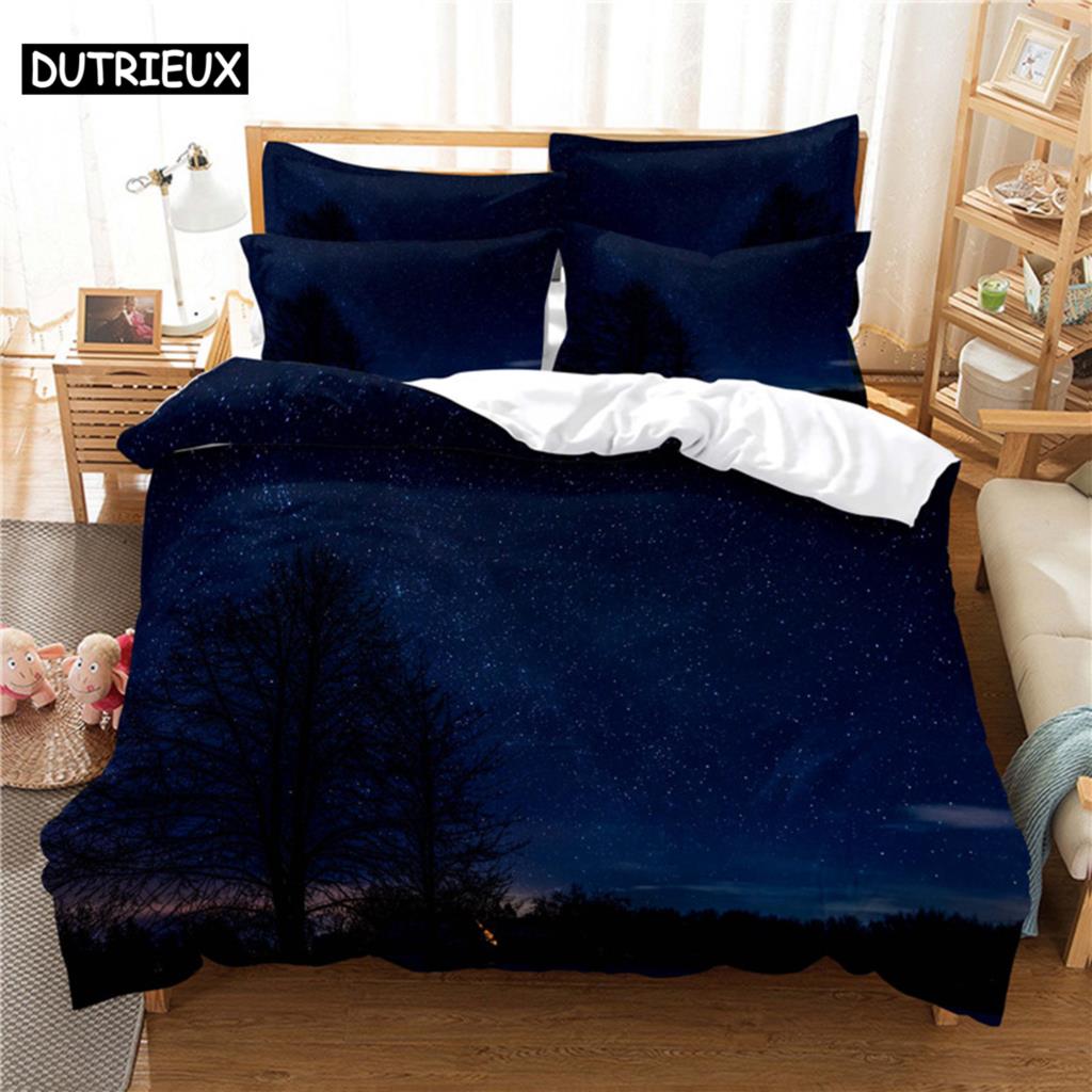 3D Digital Printing Fashion Design Starry Night Bedding, Queen Size Duvet Cover Set
