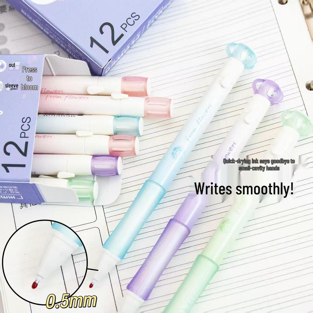 Romantic Cherry Blossom Gel Pen - Click-Action Black Ballpoint for Students