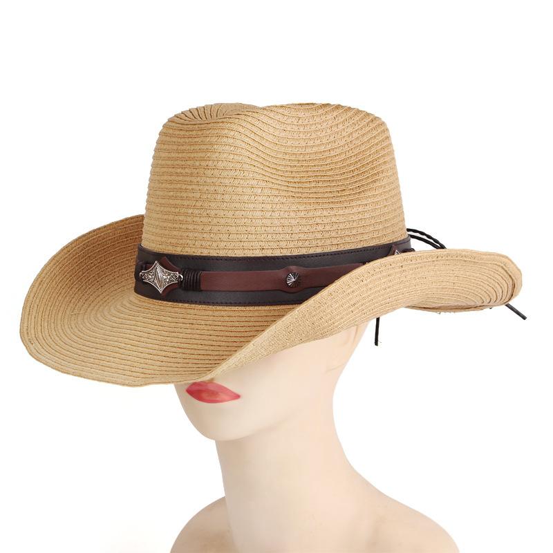 eBay Embroidered Decorative Western Cowboy Straw Hat Men's and Women's Outdoor Sunshade Sunscreen Hat Jazz Hat
