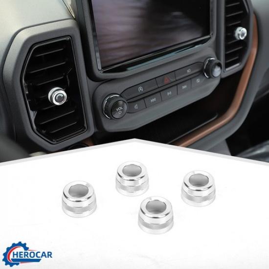 4pcs AC Air Conditioner Outlet Vent Ring Trim for Ford Bronco Sport + Silver
