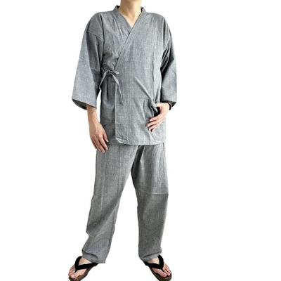 Arcade Jinbei Samue Checkered Cool Summer Jinbei Top and Bottom Charcoal Gray Men's (Work Clothes), 100% Cotton, Pattern, Material, Lightweight,