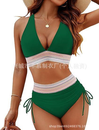 New swimsuit women's split sexy bikini high waist belly cover neck tight explosion