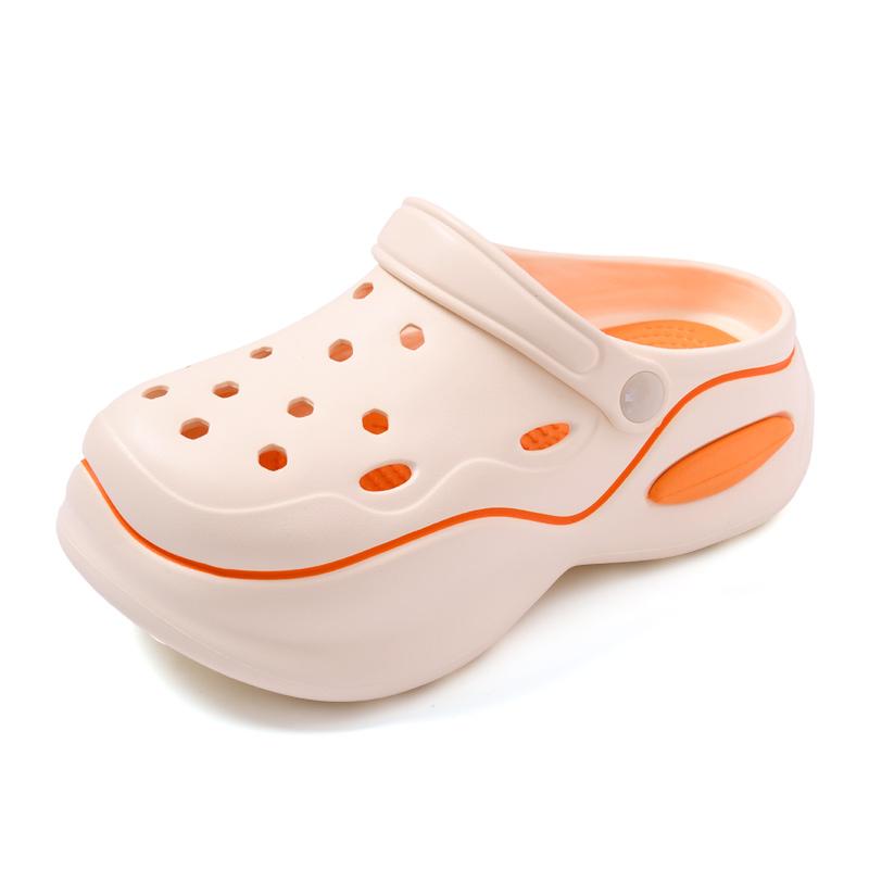 Женские тапочки на толстой подошве с закрытым носком, женские нескользящие сандалии, женская обувь для медсестер 35/36 бежевый/оранжевый