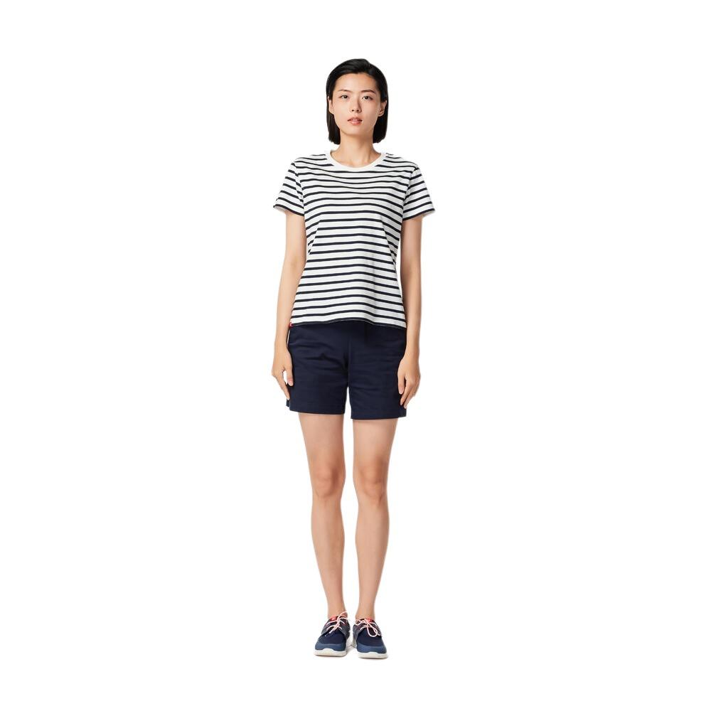

DECATHLON Striped Crew Neck Short Sleeve T-Shirt Women s Off-White/Black L