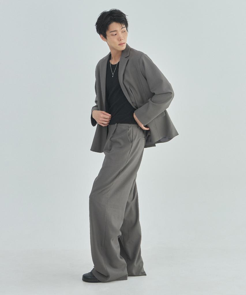 Ladeuedisyeon Wool Blended Wide Slacks_Khaki Gray