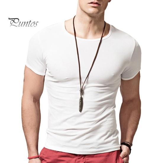 

Летний мужской топ с короткими рукавами и круглым вырезом, приталенный однотонный тонкий эластичный повседневный пуловер средней длины, повседневная домашняя одежда, спортивная футболка L белый