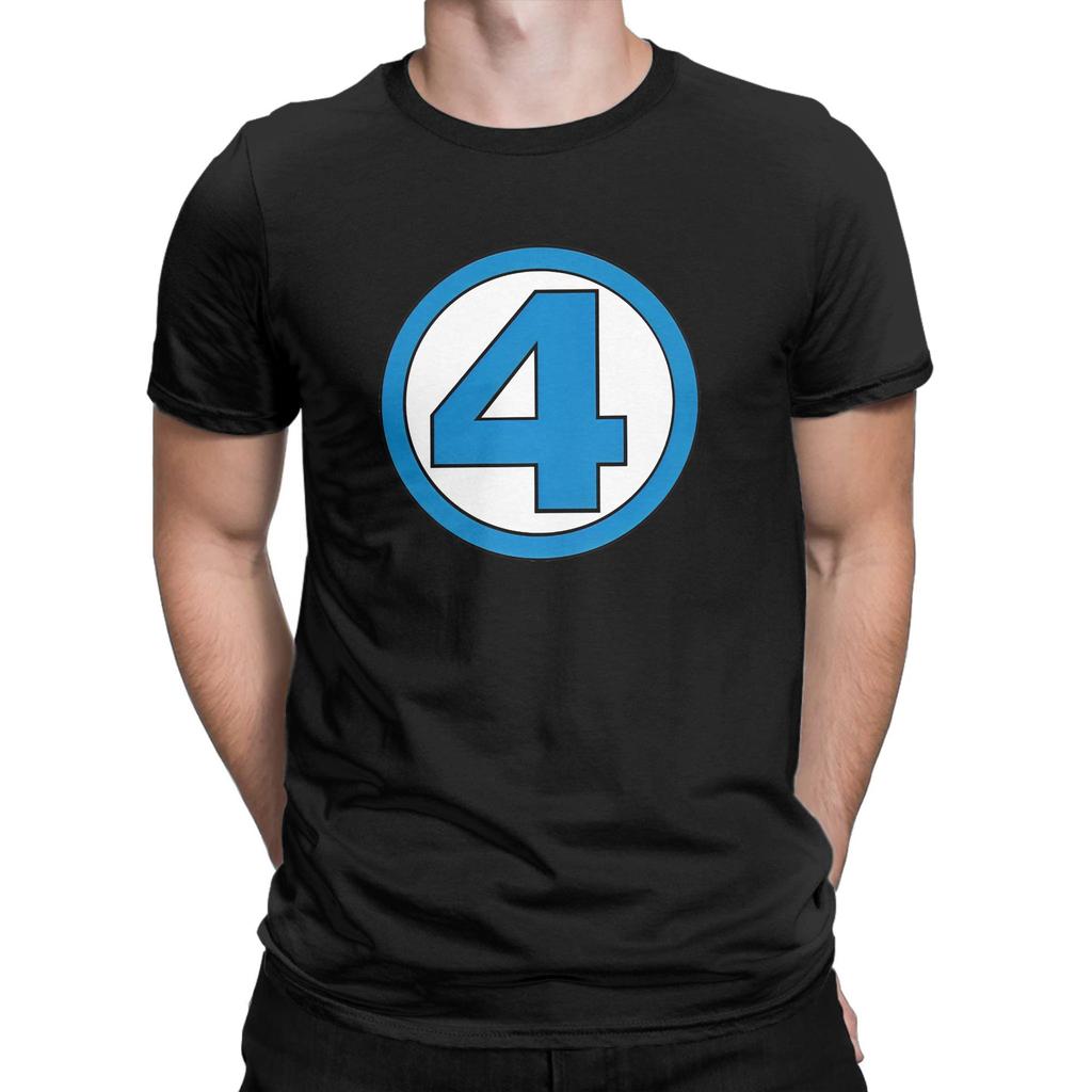 The Fantastic 4 T-Shirts Men  Vintage Cotton Tees Crewneck Short Sleeve T Shirts Birthday Gift Clothes