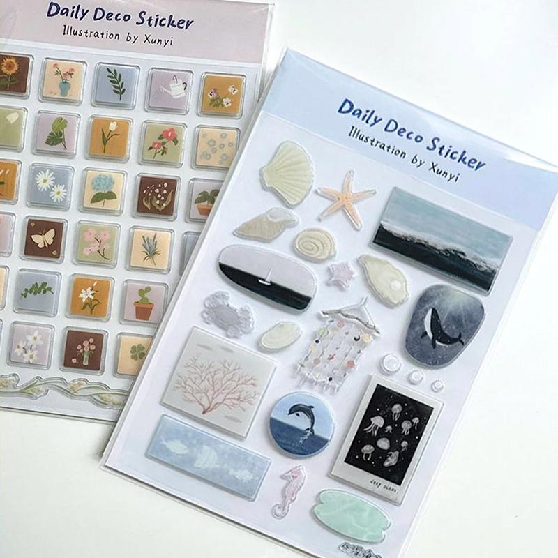 Cute Cartoon Ocean World 3D Jelly Stickers Transparent Resin Gel Self-Adhesive Decoration For Diy Phone Cases Tablet Computers