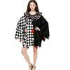 Halloween Fashion Costume With Black White Cloak Made Of Breathable Cotton For Role Play