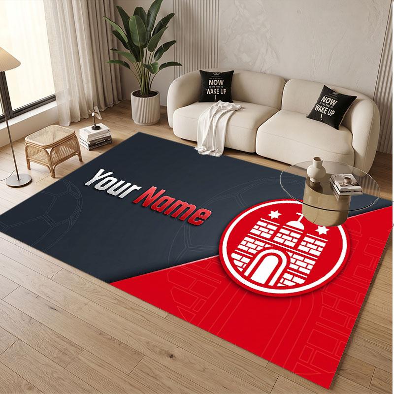 Custom Rug FC St. Pauli Pattern Print Name Text Soft Non‑Slip Floor Carpet for Home Indoor Decoration