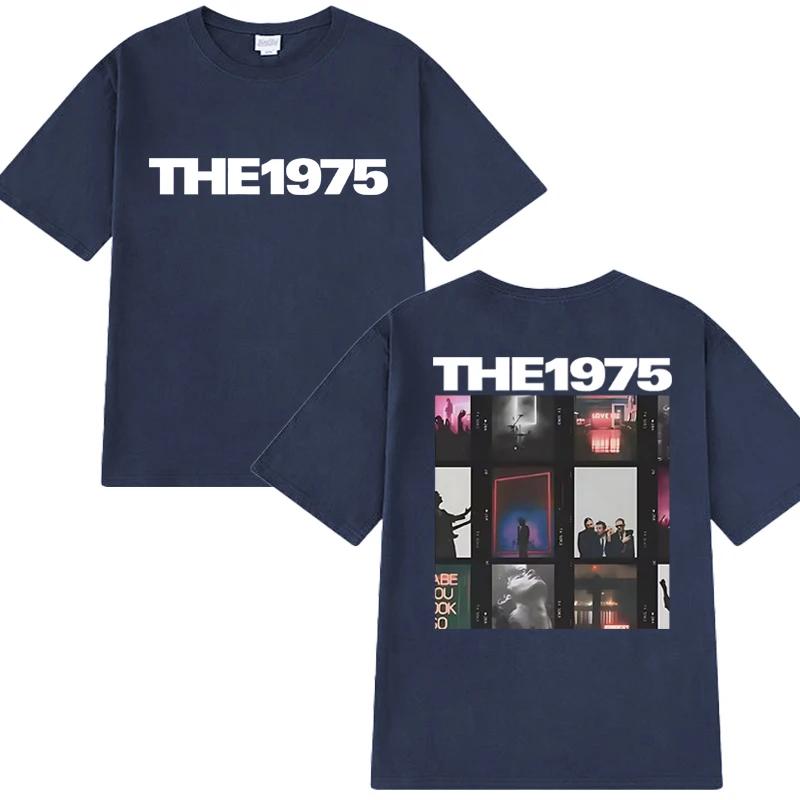 Hot Sale New Rock Band The 1975 Double Sided Print T Shirts Men Women Vintage Tops Unisex Oversized Cotton Short Sleeve T-shirt