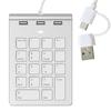 USB & Type C Wired Mini Numeric Keypad with 3 USB2.0 Port Hub 18 Keys Digital Keyboard Numpad for Laptop Computer Desk PC