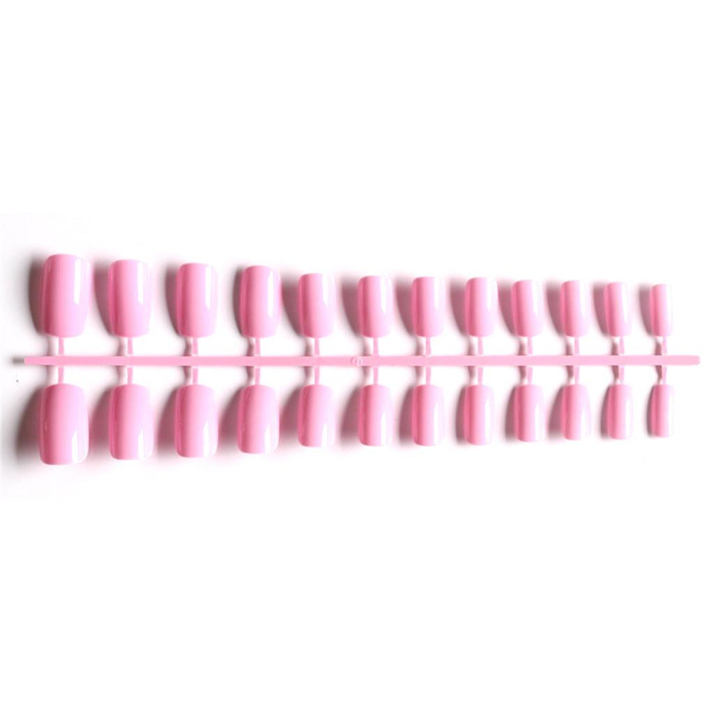 24 Pieces Square-shaped Solid Coffin False Nails Medium Length DIY Exquisite Novel Colour-fast Nail for Manicure Salons