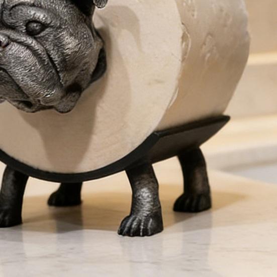 English Bulldog Toilet Paper Holder 3D Printed Free Standing Dog Roll Paper Holder Kitchen Bathroom Paper Towel Dispenser Storage Rack