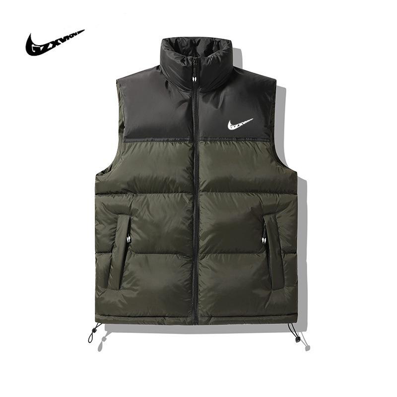

Men s Korean Style Color Block Thick Warm Down Cotton Vest for Winter and Autumn L армія зелений колір