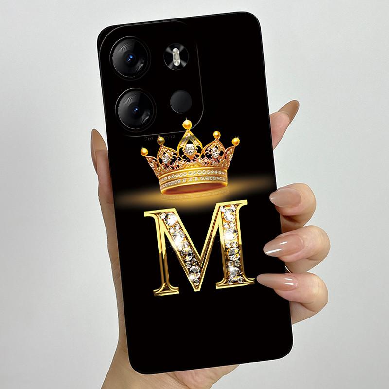 For Tecno Pop 7 Pro Pop7 BF6 BF7 Phone Case Crown Letter Back Cover Soft Liquid Silicone Fundas For Tecno Spark GO 2023 Bumper