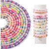 Pandahall 7 Strands 6mm Flat Polymer Clay Beads Speckled Vinyl Heishi Beads 7 Colors Pearlized Colorful Disc Clay Spacer Beads for Friendship
