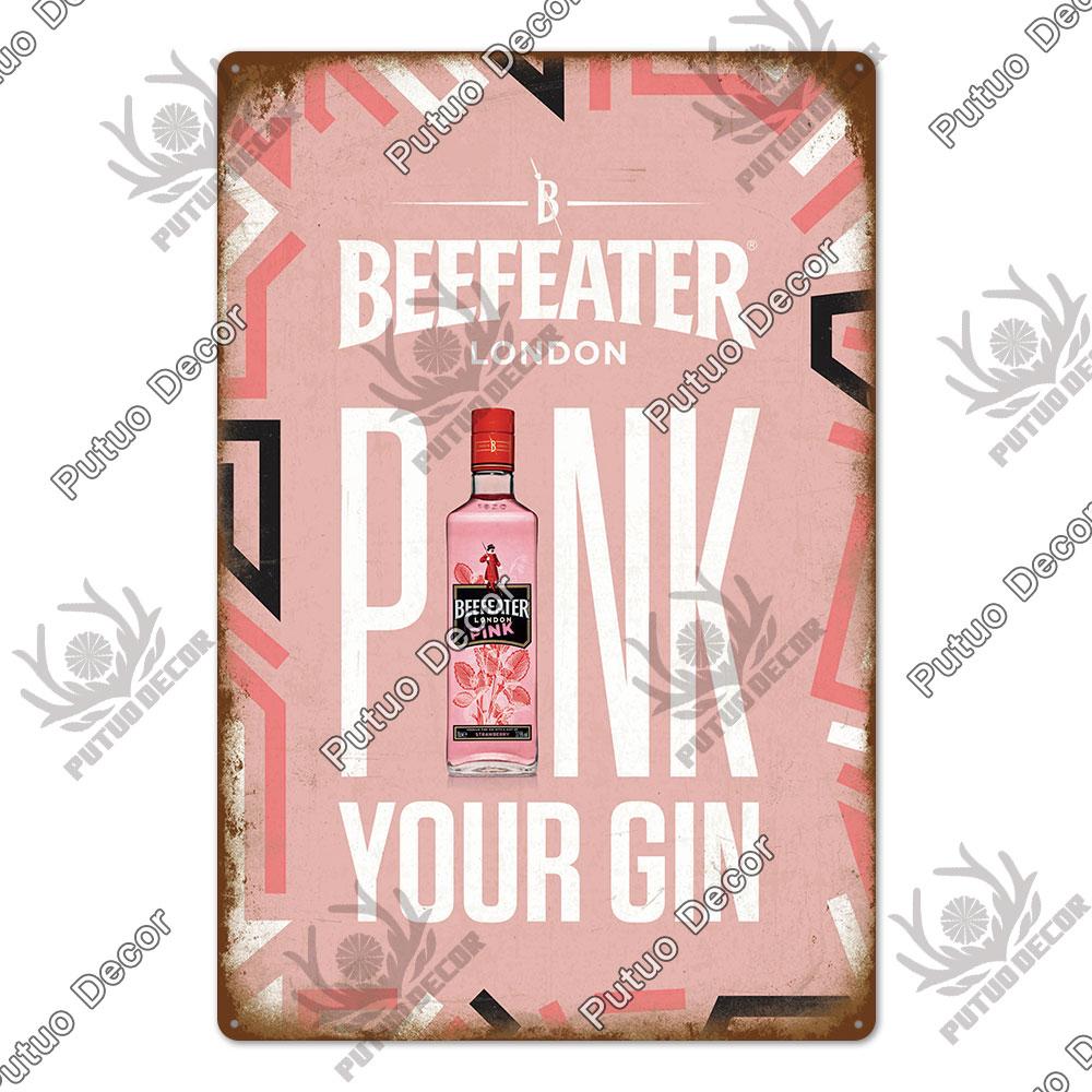 Mfoever Tin Decor Gin Brand Vintage Wine Tin Sign Metal Alcohol Plaque for Home Kitchen Bar Pub Club Man Cave Decoration Wall Decor