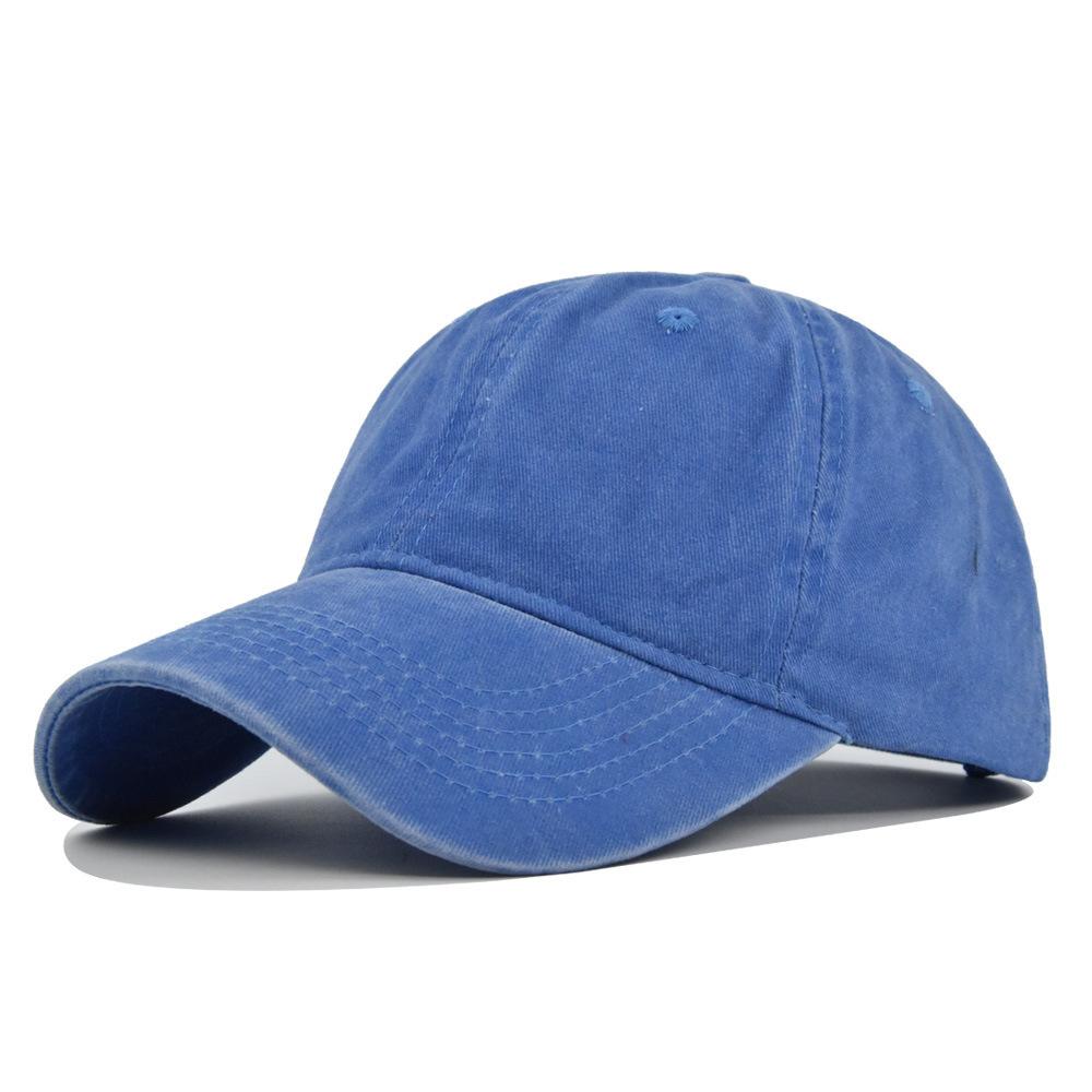 Solid Color Washed Baseball Cap - Adult & Kids - Distressed Duckbill Cap - 6-panel Curved Brim - Large Head Size - Plain Cap