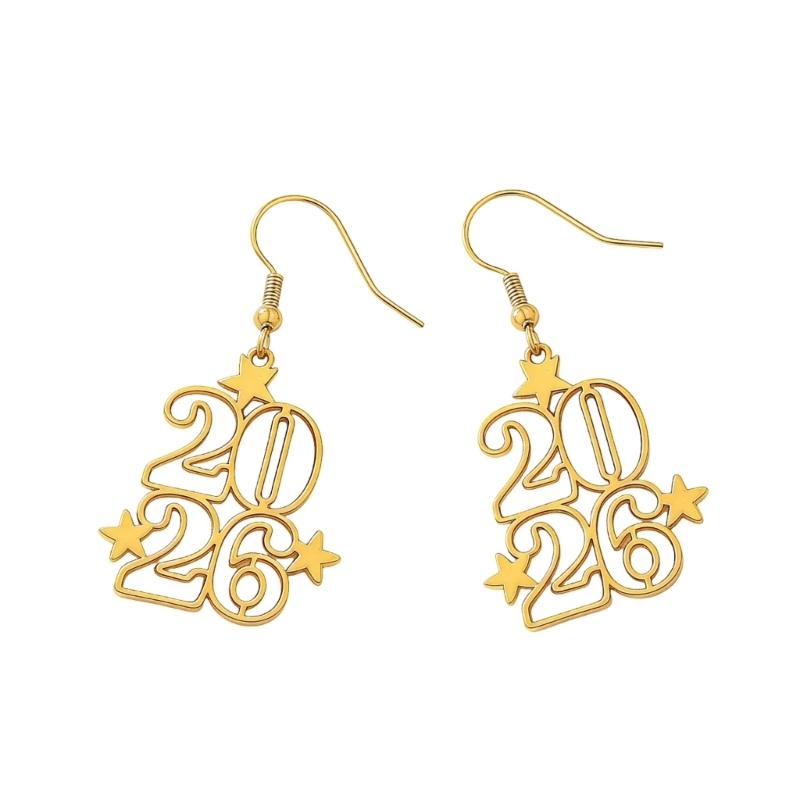 Delicate 2026 Theme Earrings Acrylic Fashion Accessories Party Wedding Earrings Suitable for Casual or Formal Occasions