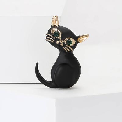 Fashion Cartoon Alloy Enamel Cat Brooch Cute Trend Women'S Sweater Cardigan Corsage Ornament Pin