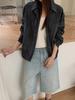Women's Casual Suede-Like Long Sleeve Zip-Up Jacket, Retro Loose-Fit Stand Collar Coat for Fall, inbyin