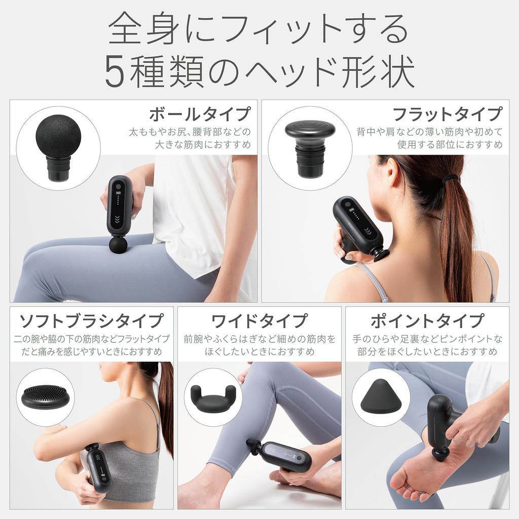 Grong Release Weight Vibration Amplitude 5 Vibration 5 Head Quiet Charging Gun, 380g, 8mm, Levels, Shapes, Design, Type-C