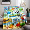 Bunte Sommerstrand Cartoon-Decke mit Surfbrett und Flip-Flops Design Decke, geeignet für den Gebrauch im Schlafzimmer, Wohnzimmer, auf dem Sofa