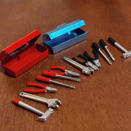 1 Set 1:12 Mini Dolls Tools Metal Home Repair Tool Model Miniature Hammer Wrench Hand Tools for Doll Mansion Decoration Yard Supplies Pretend Play Toy