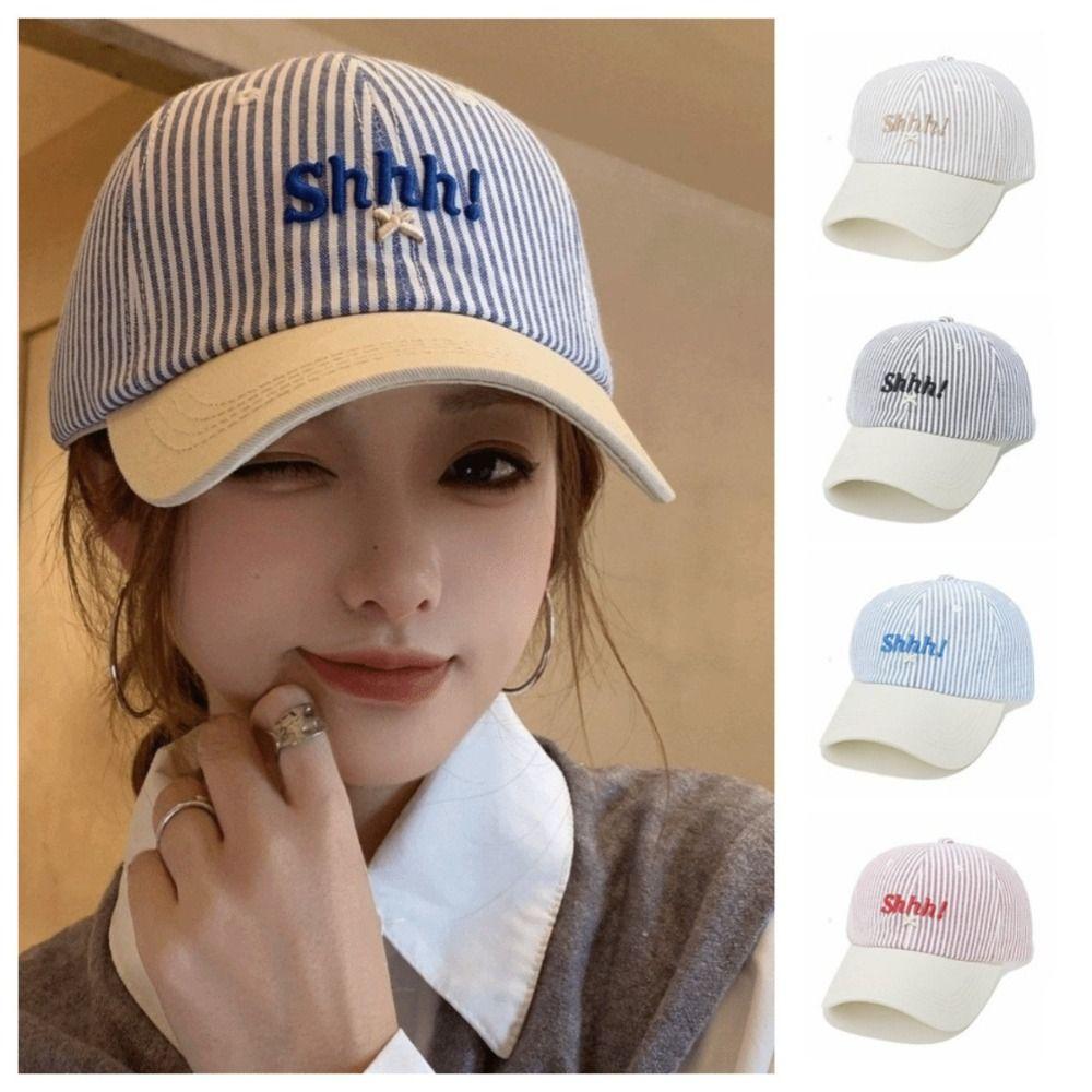 Letter Embroidered Women Baseball Hat Big Head Circumference Cotton Baseball Cap  Summer