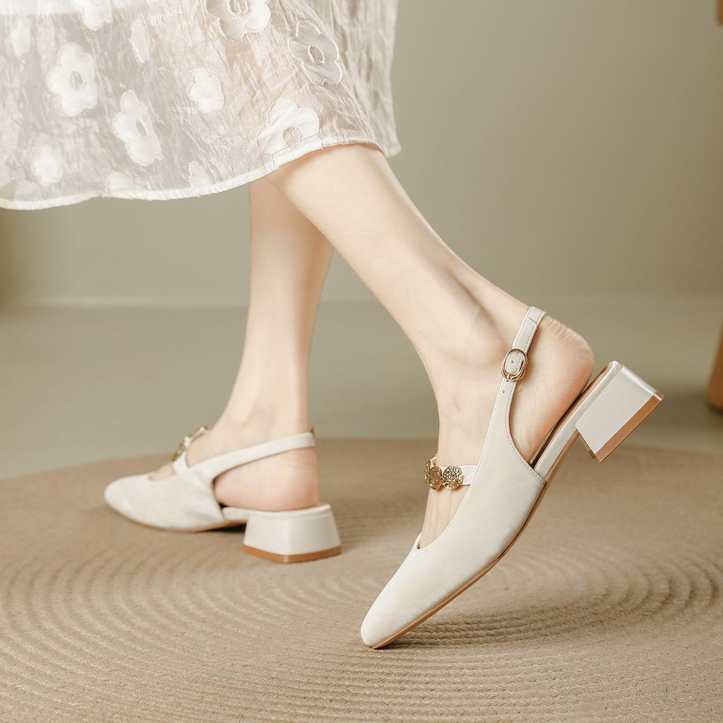 French shallow mouth bag head Mary Jane sandals 2025 summer new retro with cheongsam versatile empty high heels women