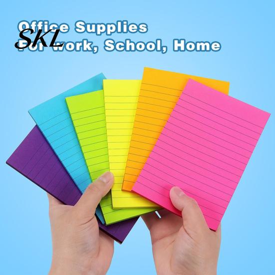 Bright Color Stickies 6 Pcs Lined Stick Notes, 6x4in Ruled Self-Stick Pads, 45 Sheets/Pad Colorful Work Efficiency Notes Adhesive Sticking Memo